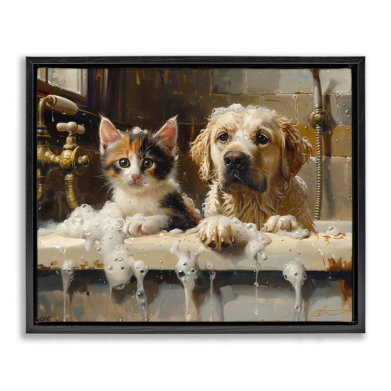 Stupell Industries Bath Buddies Cat & Dog Floating Frame, design by Shawna Stewart